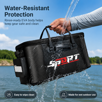 50cm Collapsible Bucket, EVA Folding Fishing Bucket with Shoulder Strap, Portable Water Bucket for Groundbait & Live Fish Transport