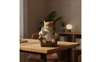 Cat Figurine with Solar Light Decorative Tabletop Ornament Small for Balcony