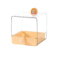Pull-out Base Transparent Bird Bath Container Removable Tray Cage-Mounted Bird Bath Easy to Hygienic Pet Accessory Suction-Cup Mount