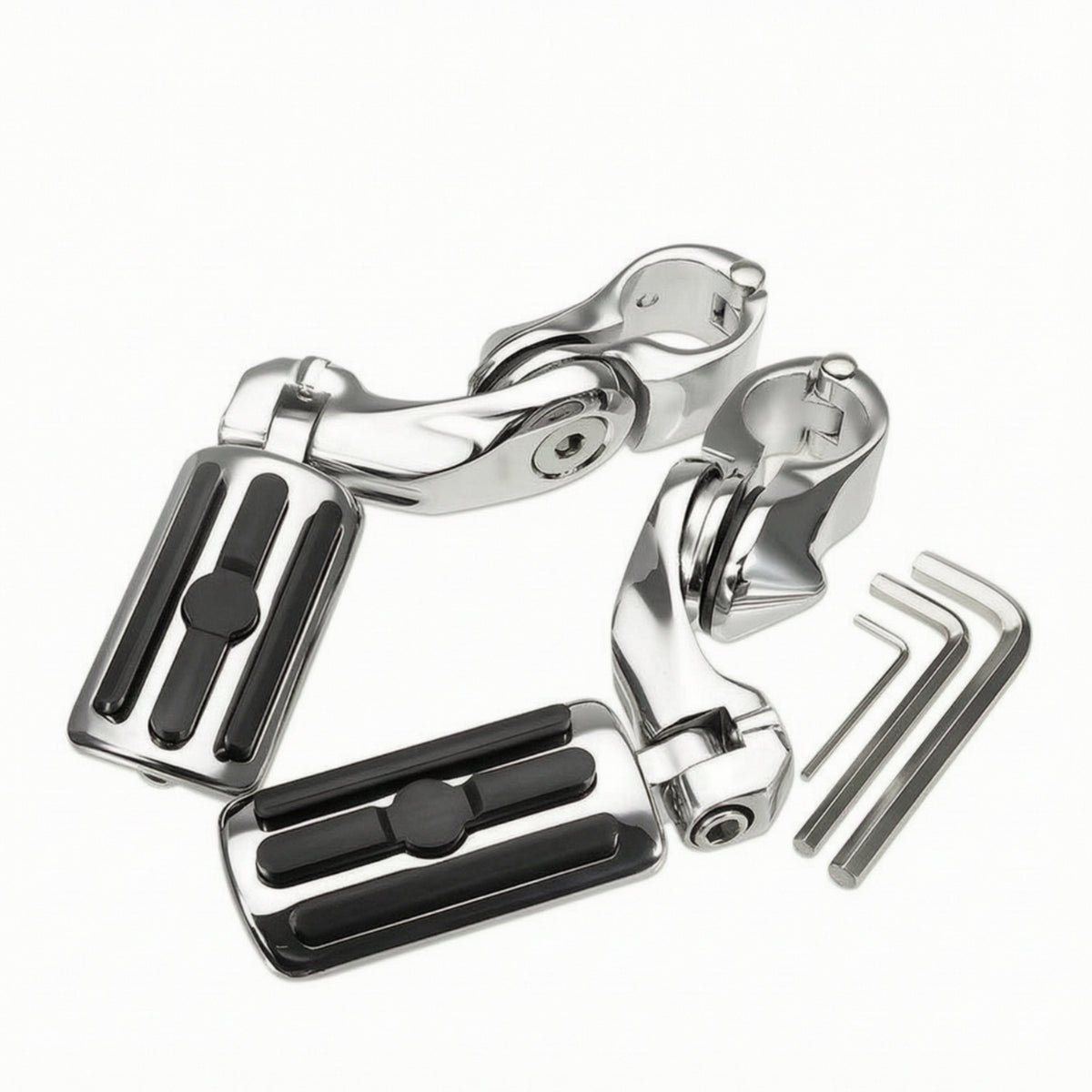 Foot Pegs with Mounting Brackets Rubber-Treaded Motorcycle Foot Pegs Black Footrest Mounting Hardware Kit for Riders, Motorcyclists