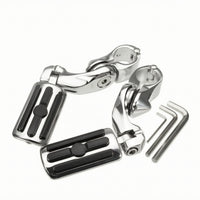 Foot Pegs with Mounting Brackets Rubber-Treaded Motorcycle Foot Pegs Black Footrest Mounting Hardware Kit for Riders, Motorcyclists