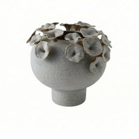 Vase with Petal Relief Minimalist Sculptural Vase Wabi-Rustic Elegance for Living Room