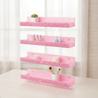 4 Pieces Nail Polish Rack Space-Saving Acrylic Shelf with Glitter Acrylic Organizer Sturdy Cosmetic Shelf Sleek for Manicurists