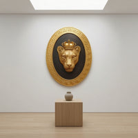 Lion Head Wall Sculpture MightyLion Head Wall Plaque Gold-Toned for Homeowners, Living Room, Entryway, Study