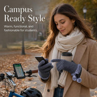 Women's Warm Touchscreen Gloves with Plush Lining for Winter Cycling and Outdoor Activities