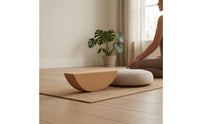 Flat Top Half-Moon Mind-Body Practice Incline Rounded Underside Curved Cork Block Natural Wood Color Crescent Mind-Body Practice Block Ergonomic Shape for Stretching