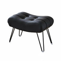 Light Luxury Aesthetic Tufted fluffyShaped Stool Multi-Purpose Arched Ribbed Ottoman Comfortable Seating Footrest Modern Design for Homeowners, Interior Designers, Students, Living Room, Entryway, Bedroom