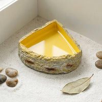 Textured Resin Tortoise Food Bowl and Tortoise Water Bowl, Stable Base Tortoise Bowl for Tortoise Rock-Like Habitat Decor