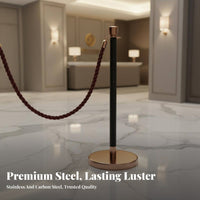 Rope Stanchion Luxurious Appearance Crown Top Queue Barrier Stable Heavy-Duty Base Stanchion Post for Venue Managers, Hotels, Shopping Malls