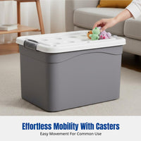 Large Capacity Storage Box Organizer Bin, Thickened Clothes Container, Home Toy Chest, With Casters