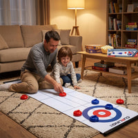Tabletop Curling Set with Roll-up Mat Lightweight Tabletop Curling Game Foldable