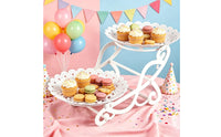 Decorative Folding Dessert Display Stand Raised Rims Two-Tier Dessert Stand Scroll-Style Cupcake Display Holder Lightweight for Events, Parties
