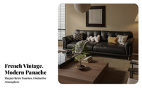 3-Seater pillowy Couch Genuine Leather Sofa Vintage design Living Room Seating for Apartment Dwellers, Design aficionados, Lounge Area, Office, Bedroom
