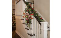 Christmas Swag with Bow Artificial Hanging Decoration Vertical Garland for Hallway
