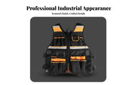 Multi-Compartment Work Vest Oxford Material Heavy Duty Tool Vest Reinforced Stitching for Mechanics, Technicians, Auto Repair, Construction, Workshop