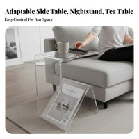 Modern design Transparent Tiered Table Space-Saving Transparent C-Table Multi-Functional Nightstand Easy to Clean for Apartment Dwellers, Interior Decorators, Living Room, Small Spaces, Home Office, Entryway