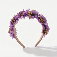 Headband with Faux Flowers Romantic Floral Hair Accessory Flower Crown Dressy Hairband Boho for Women, Weddings, Photoshoots