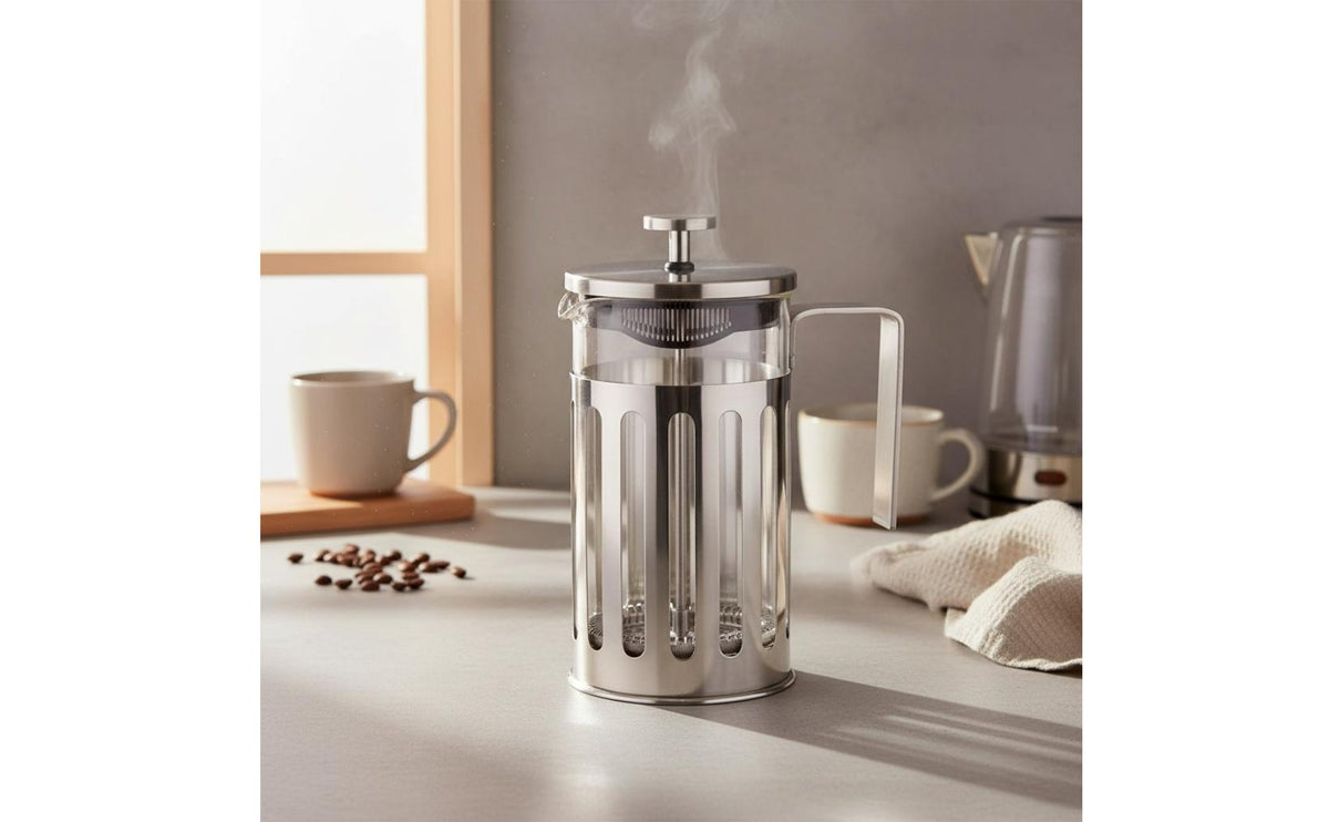 Coffee Press Coffee Brewer Anti-Scald Handle Stainless Steel Frame Coffee Press Manual Plunger Brewer Dishwasher Safe Portable