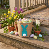 Bunny Easter Basket DIY Easter Egg Search Bag With Handle Cuddly Bunny Tote for Young Children, Parents, Gifting, Home Decoration, Playroom