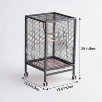 Flat Top Bird Cage for Budgies and Conures, Multiple-door Parrot Habitat, Indoor Outdoor Cockatiel Enclosure, Finch Set with Visible Accessories