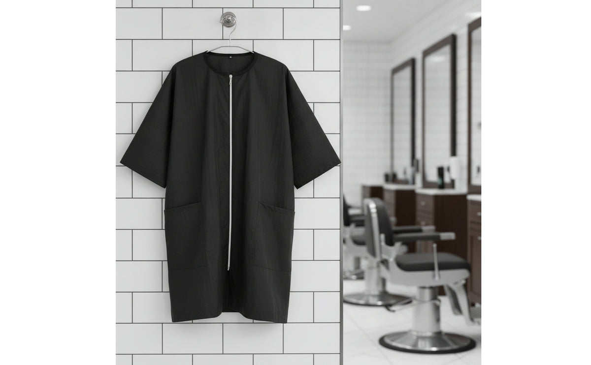 Salon Coat Hair Hairdresser Smock Zip-Front for Barbers