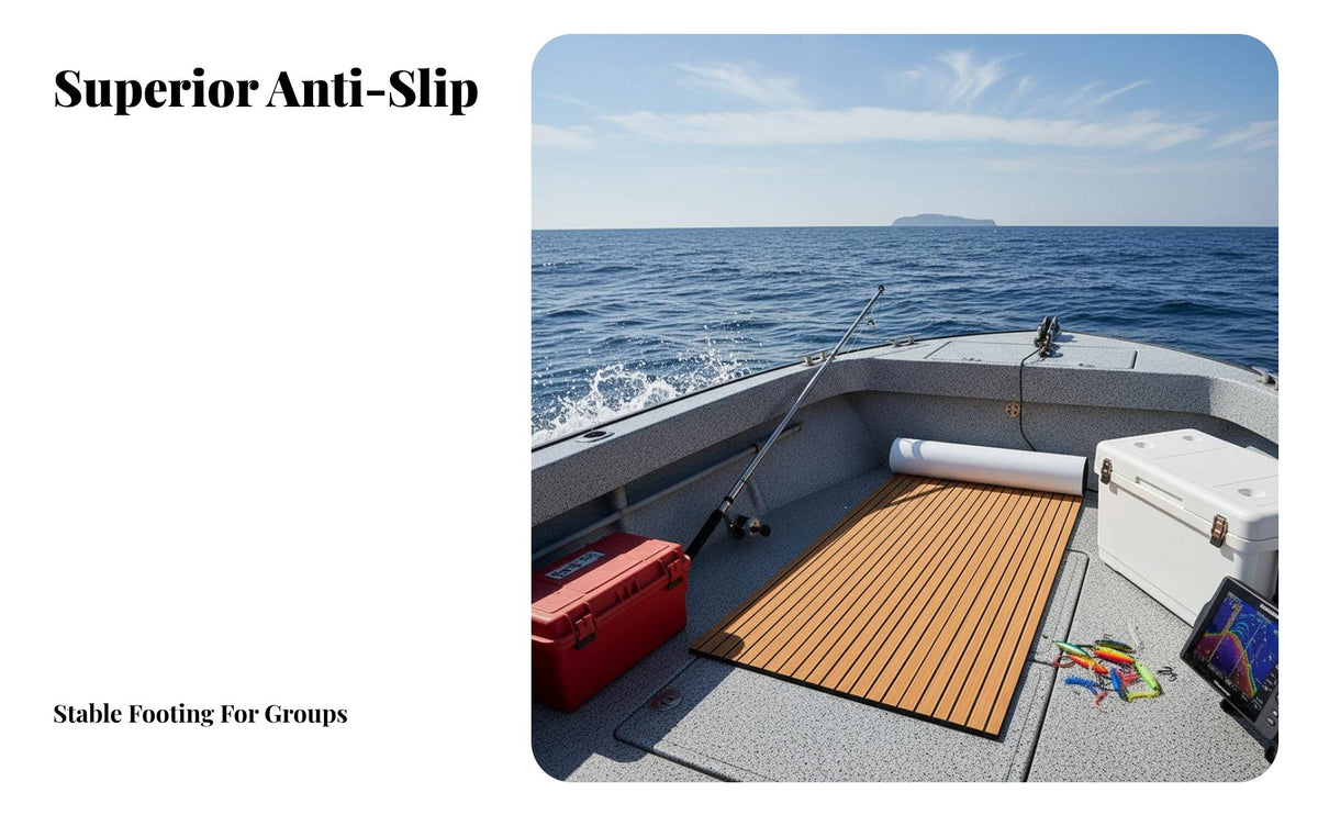 Heat Insulating Non-Slip Boat Deck Pad Water Resistant Non-Slip Deck Pad Waterproof Self Boat Mat Easy to Install for Yacht Owners, Fishermen, DIY Enthusiasts, Fishing Boats, Marine Environments, Swim Platform, Pontoons