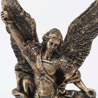 Saint Archangel Statue, Classical Bronze Finish Angel Figurine, Resin Craft for Home Altar Decor, Religious Gift Recipient, Spiritual Home Decorator
