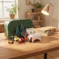 Suitcase Dollhouse Hard-Sided Miniature Dollhouse Suitcase Realistic Doll Travel Case for Collectors, Holiday Decor