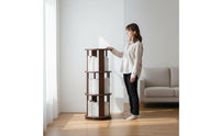 360 Degree Bookcase Solid Wood 360 Degree Book Shelf Revolving Storage Rack Space Saving Floor Standing Book Rack Stable Base