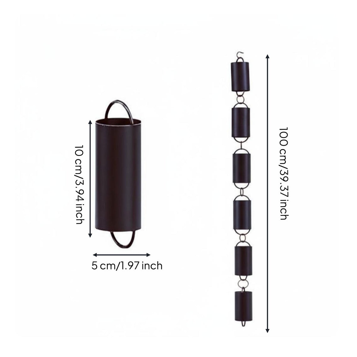 Soothing Water Sounds Rain Chain Creates Waterfall Effect Metal Rain Chain with Cups Weather Resistant for House Eaves, Patio