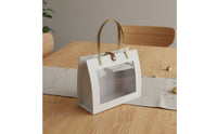 Clear Window Gift Bag DIY Friendly Paper Tote Bag with Handles Foldable Transparent Window Tote for Florists, Parties