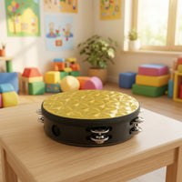Tambourine Handheld Tambourine with Metal Jingling Discs Wooden Hand Drum for Kids, Young Children, Music Lessons, Classroom
