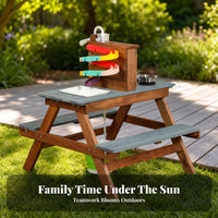 With Sink Children's Outdoor Kitchen Table Stove Burner Areas Picnic Table Play Kitchen