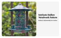 Decorative Hollow-out Bird Feeder Weather-Resistant Hanging Avian Feeder Easy to Fill Garden Decor for Gardeners, Yard, Patio, Balcony