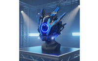 Retro-Futuristic LED Helmet Recharge-Capable Lights Sound Reactive Cosplay Helmet Adjustable Straps Retro-Futuristic Techwear Facepiece for DJs