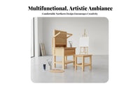 Multi-Functional All-in-Single Easel Desk Solid Wood Adjustable Sketching Easel Stable Structure Artist Desk Storage Drawer for Artists, Beginners, School, Home