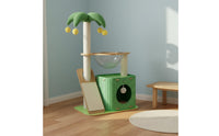 All-in-Single Design Coconut Tree Cat Condo Easy to Assemble Cat Scratching Post Tree Hanging Toys Skin-Friendly Material for Multiple Cats, Apartment