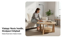2 Pieces Retro Aesthetic Round Nesting Tables Designer Original Coffee Table Staggered Height Design Living Room Furnishing Multi-Purpose for Small Apartment Dwellers, Guesthouse Owners, Interior Designers, Lounge Area, Office, Bedroom