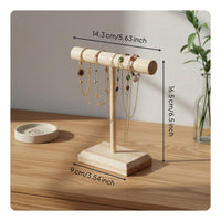 Natural Wood Hair Tie Organizer Accessible Design Horizontal-Bar Bracelet Holder Multi-Functional for Women, Boutique Owners, Dresser Top