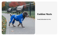 Four-Legged Dog Hoodie Button Closure 4-Leg Dog Hoodie Sporty Design Striped Pet Sweatshirt for Dogs, Cat Owners, Outdoor, Cold Weather, Home Lounging