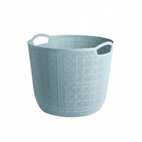 Large Capacity Plastic Laundry Basket Breathable Design Mesh Clothes Hamper Long-Lasting PP Material Round Organizer Basket with Handles for Bathroom
