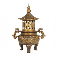 Brass Incense Burner Ornate Pagoda Incense Holder Traditional Chinese Home Decor for Altar