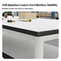Mobile Work Table High Load Capacity Packing Station Table Steel Frame Heavy Duty Workbench for Warehouse Workers, Craftsmen, Garage, Basement, Office
