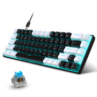 68-Key Wired Mechanical Gaming Keyboard with Hot-Swap Blue Switches, Ergonomic Design, Double-Shot Keycaps, Ice Blue Backlight