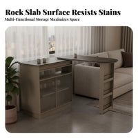 Minimalist Design Extendable Bar Table with Storage Space Saving Sintered St Single Top Bar Counter Spacious Countertop Multifunctional Room Divider Easy to Clean for Small Apartment Dwellers, Homeowners, Families
