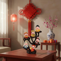 Chinese Wealth God Figurine Handmade Prosperity Deity Statue Chinese Wealth God Statue Elegant Features Cute Good Luck Doll