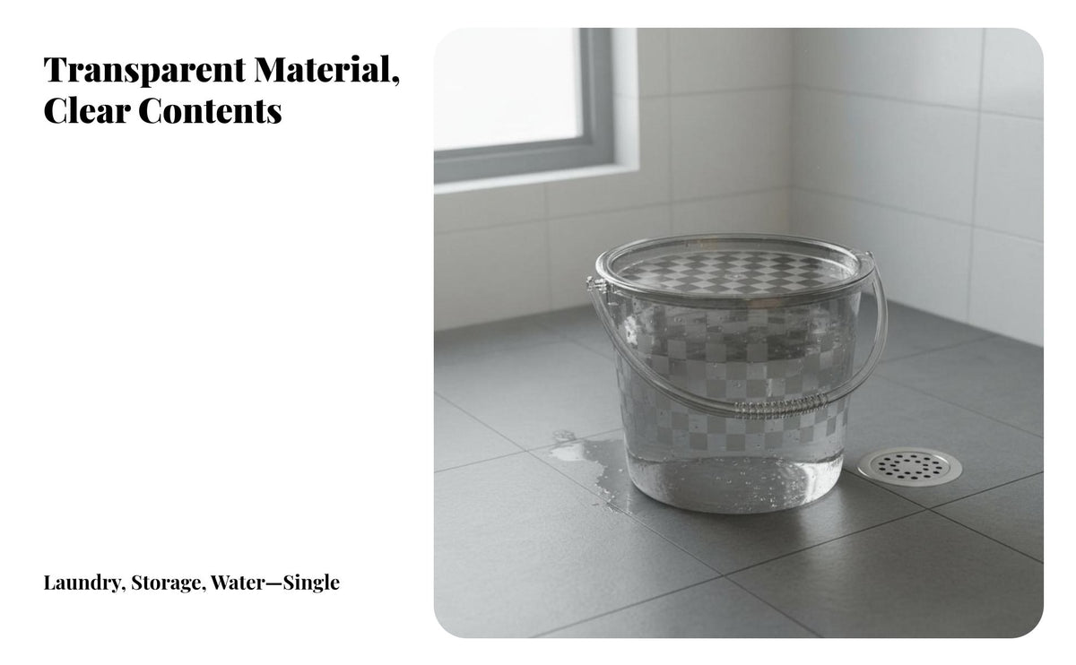 Transparent Storage Pail with Handle Large Capacity Lidded Utility Bucket Multi-Versatile Round Pail with Handle for Students, Dormitory, Washroom