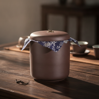 Yixing Zisha Clay Tea Caddy for Puerh Tea Storage, Large Handmade Chinese Style Tea Jar