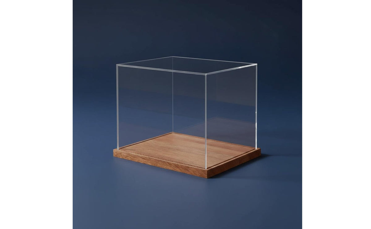 Clear View Mini Football Helmet Showcase Anti-Oxidation Acrylic Helmet Display Case Water Proof Wood Base Dust Cover Protection for Mancave