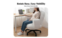 Height Adjustable Upholstered Swivel Armchair Thick Cushion Task Chair Soft Textile Upholstery Home Furniture Ergonomic Design for Young Adults, Homeowners, Dormitory, Study Room, Reading Nook, Reception Area
